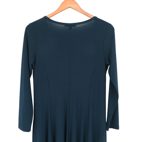 Sun Kim Long Sleeve Lantern Minimalist Lagenlook Zip Slouch Pocket Midi Dress XS - Picture 7 of 7